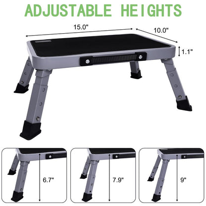 3 Levels Adjustable Folding Step Stool,Foldable RV Step Stool,Safer Metal Stepping Stool for Adults and Seniors,Sturdy and Stable,350 Ibs Capacity,for Bedroom,Kitchen,Office,SUV and More Use