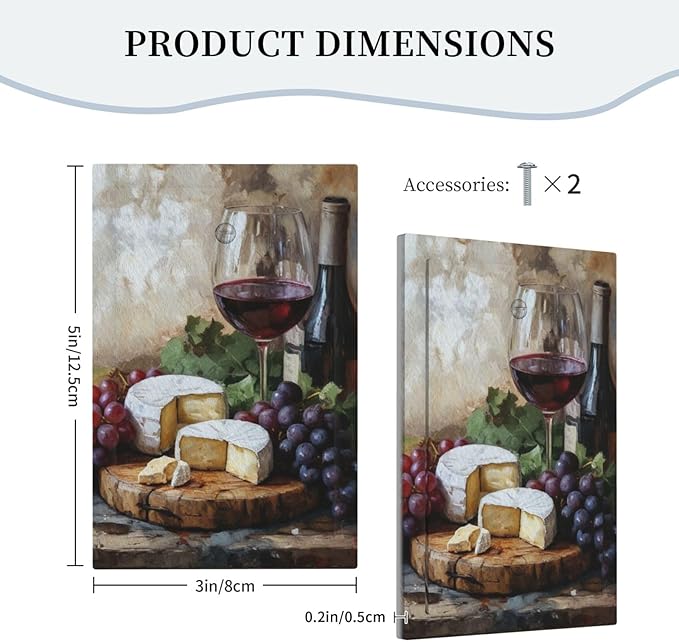 Decorative Art Light Switch Covers Wineglass & Artisanal Cheeses 1 Gang No Device Blank Switchplate Electrical Faceplate for Home Decor