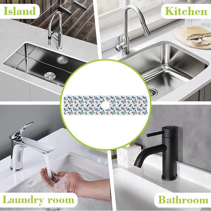Sink Splash Guard Faucet Mat Watercolor Butterflies Absorbent Fast Drying Mat