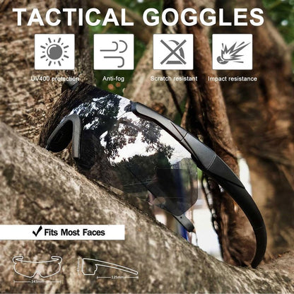 SPOSUNE Shooting Glasses Men with Case, Impact resistance Tactical Glasses Airsoft Glasses with 3 Lenses, Safety Glasses for Men Women - Military Eyewear for Hunting Cycling