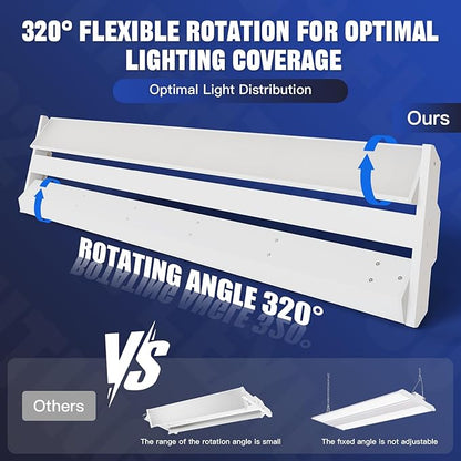 JTT LED Linear High Bay Light 300/240/200W, 45000LM Linear Shop Light Commercial 120-277V, 4000/5000K High Bay Lights Shop Workshop Store Commercial Supermarket Warehouse Basement, 2-Pack ETL
