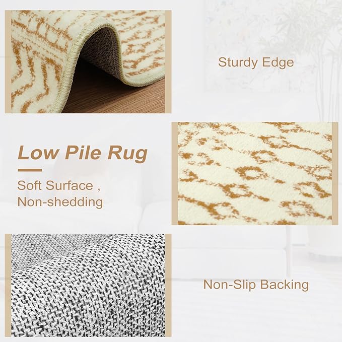 Boho Rug Runners for Hallways, 2x6 Ultra Soft Non-Slip Vintage Kitchen Mat, Stain Resistant Washable Farmhouse Rug Carpet Runner for Bedside Laundry Room Bathroom Doorway