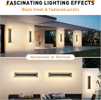 24 in Porch Lights Outdoor Sconce Lights,Modern Exterior Front Door Lighting Fixtures,Black Led Long Outdoor Wall Light,Waterproof Outside Lights for House,Patio,Garage,24 W Warm White 1 Pack