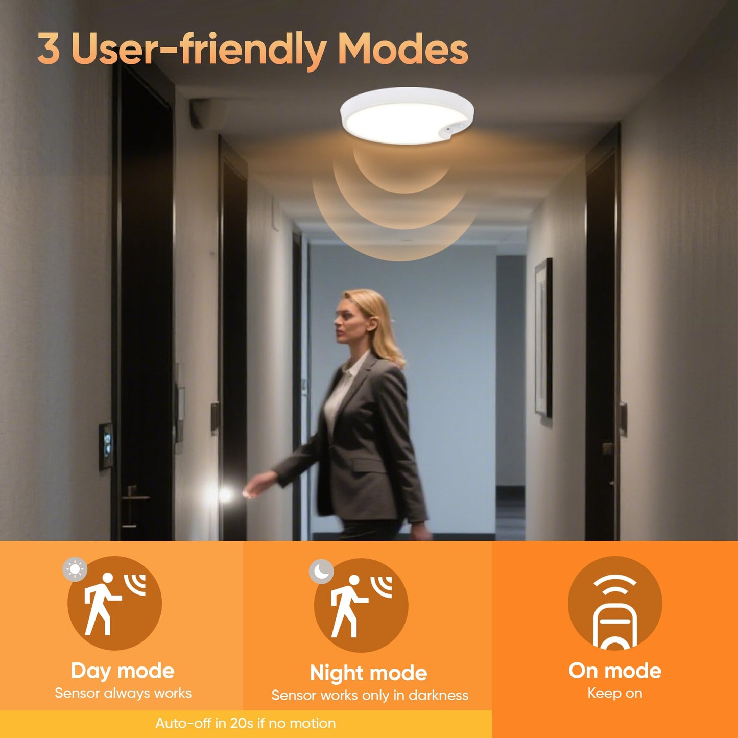 DJBoomy Motion Sensor Ceiling Light Indoor: Rechargeable Wireless Closet Light with Remote for Pantry Hallway Stair Laundry Room