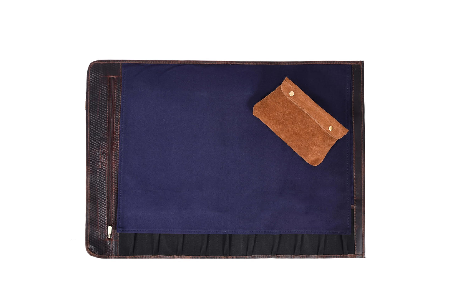 Leather Knife Roll Storage Bag, Elastic and Expandable 10 Pockets, Adjustable/Detachable Shoulder Strap, Travel-Friendly Chef Knife Case (Navy Blue, Canvas)