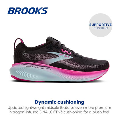 Brooks Women’s Adrenaline GTS 25 Supportive Running & Walking Shoe - Black/Cyber Pink/Iced Aqua - 6 Medium