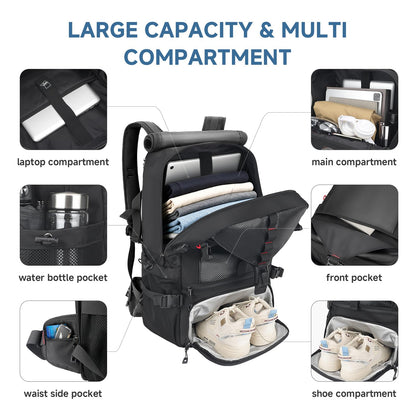 SWICKY Carry-on Travel Backpack for Men, Airline Approved Convertible Duffle Backpack with Shoe Compartment & USB Charging Port, Water Resistant 17.3 Inch Laptop Backpack for Travel Gym Camping