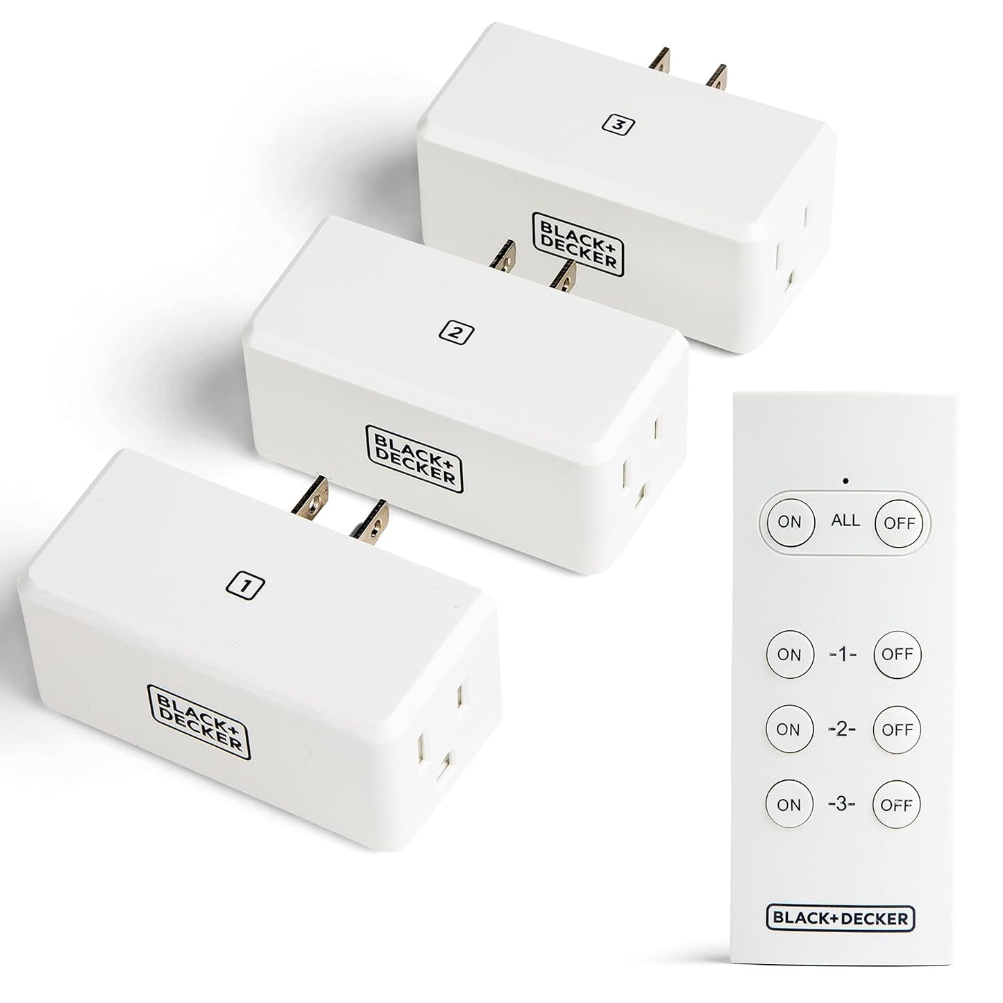 Black+Decker Wireless Remote-Control Outlet, Pack of 3 Outlets, 1 Remote - Premium Light Switches