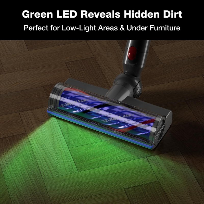 Partnix Upgrade Anti-Tangle Vacuum Cleaner Head Replacement Parts Compatible with Dyson V8 V11 V15 V10 V7, LED Light Quick Release Motorhead Brush Accessory Suitable for Most Carpet and Hardwood Floor
