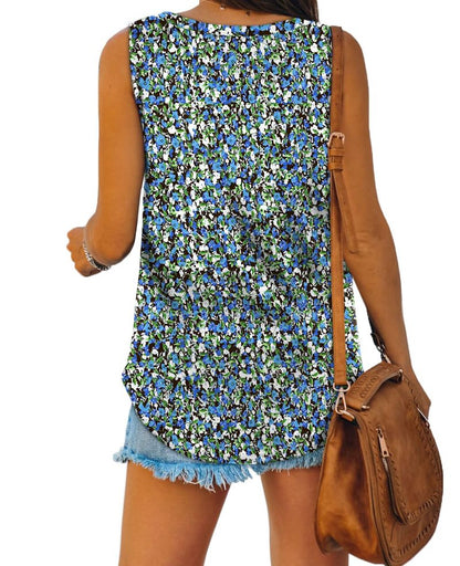 Womens Tank Tops Loose Fit V Neck Casual Soft Sleeveless Tops Cute Summer Floral S