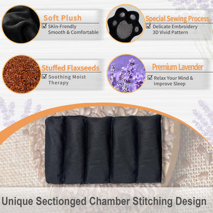 Large Microwave Heating Pad with Washable Cover 21 * 12" Microwavable Heating Pads for Cramps, Back, Neck Shoulder Pain Relief, Cordless Weighted Moist Heat Pack, Black Cat