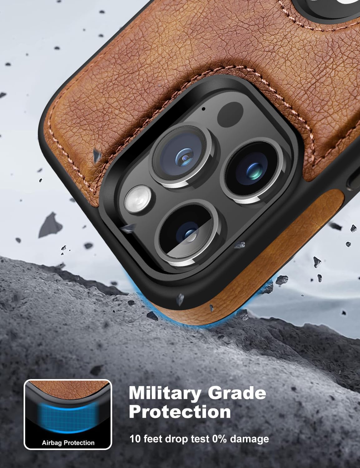 WTCASE Magnetic for iPhone 16 Pro Max Leather Case,Built-in Invisible Stand [Compatible with Magsafe] Protective Slim Kickstand Phone Cover Compatible with iPhone 16 Pro Max (2024) 6.9" (Brown)