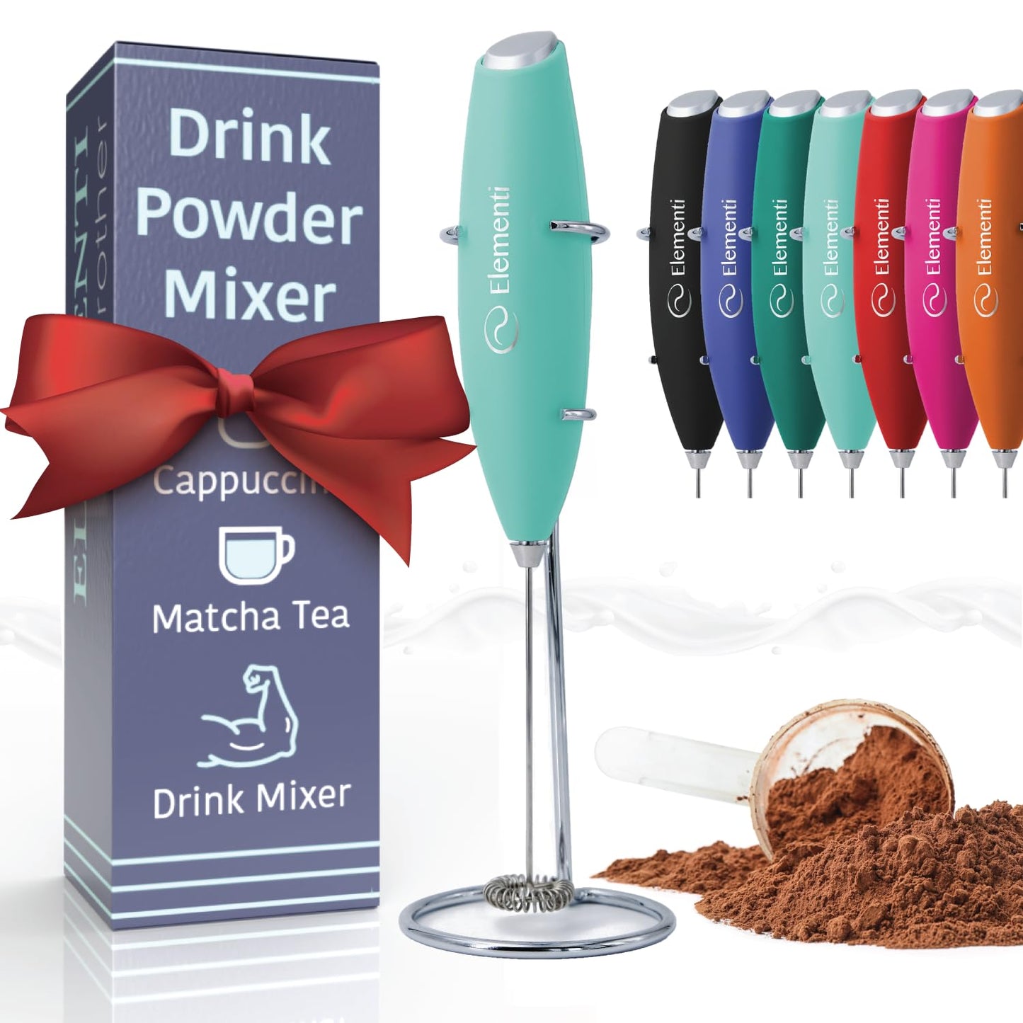 Elementi Portable Electric Milk Frother, Matcha Whisk, Milk Frother for Coffee Frother Electric Hand Blender, Mini Electric Whisk Small Hand Blender (Periwinkle)