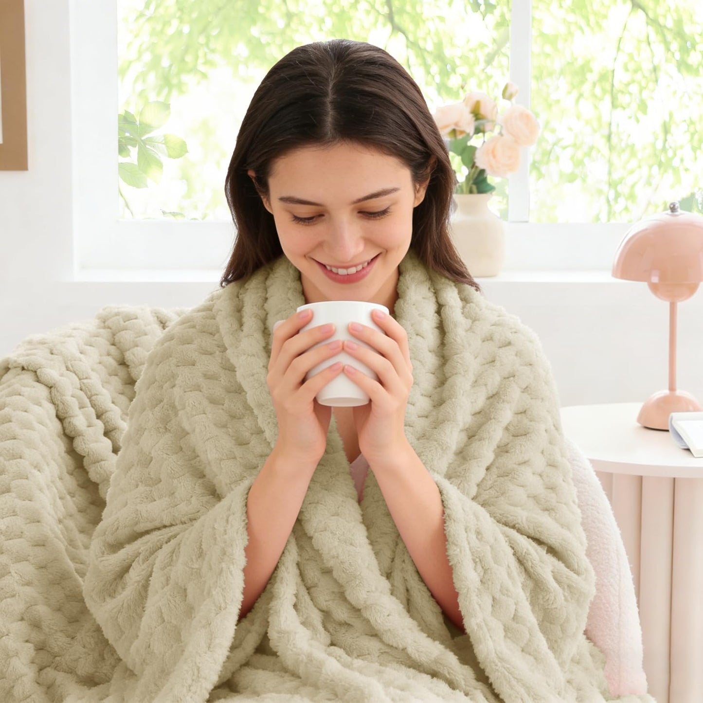 BEDELITE Fleece Throw Blanket for Couch & Bed - 3D Jacquard Decorative Almond Blanket, Super Soft and Cozy Warm Fuzzy Blanket All Seasons Suitable, 50x60Inches