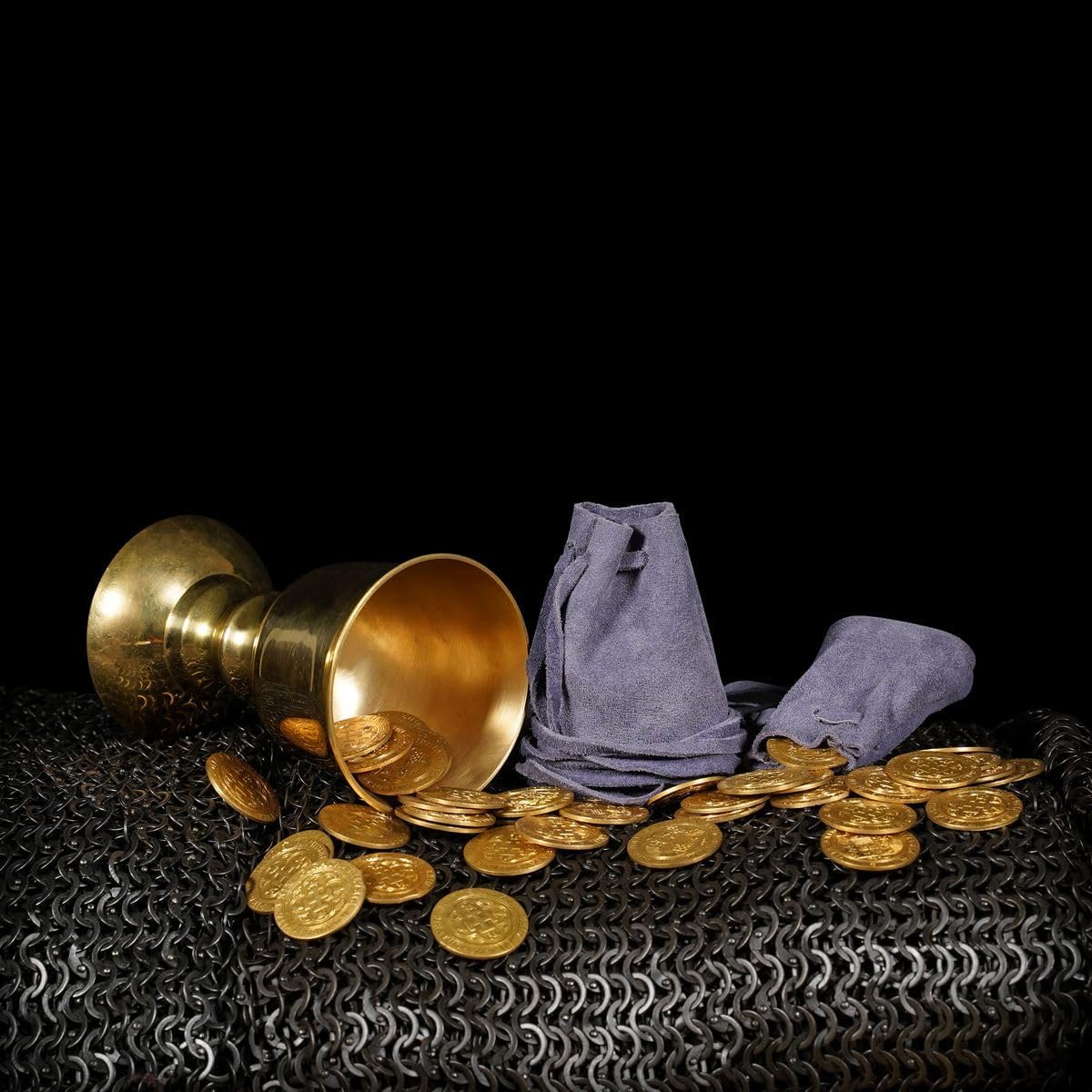 Mythrojan Small Trinket Pouches Suede Leather Drawstring Coin & Dice Bags for LARP, SCA, Viking & Medieval Events (2, Dark Blue, Large : 3" X 4" Small : 2.5" X3.5")