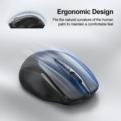 TECKNET Wireless Mouse Rechargeable, 2.4G USB-A Silent Mouse, Quiet Click, 6 Adjustable 4800 DPI, Cordless Computer Mice, Ergonomic Mice for Laptop, 6 Buttons for Chromebook, Ergo Grip - Black