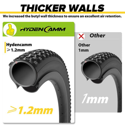 Hydencamm 4 Pack 26x4.0 Fat Bike Tube, 26'' x 3.5/4.0 AV Schrader Valve, Premium Butyl Fat Tire Tube 26x4 with 2 Tire Levers, 26x4 Tube Compatible with Mountain, City and Road Bikes, E-Bike, Fat Bike