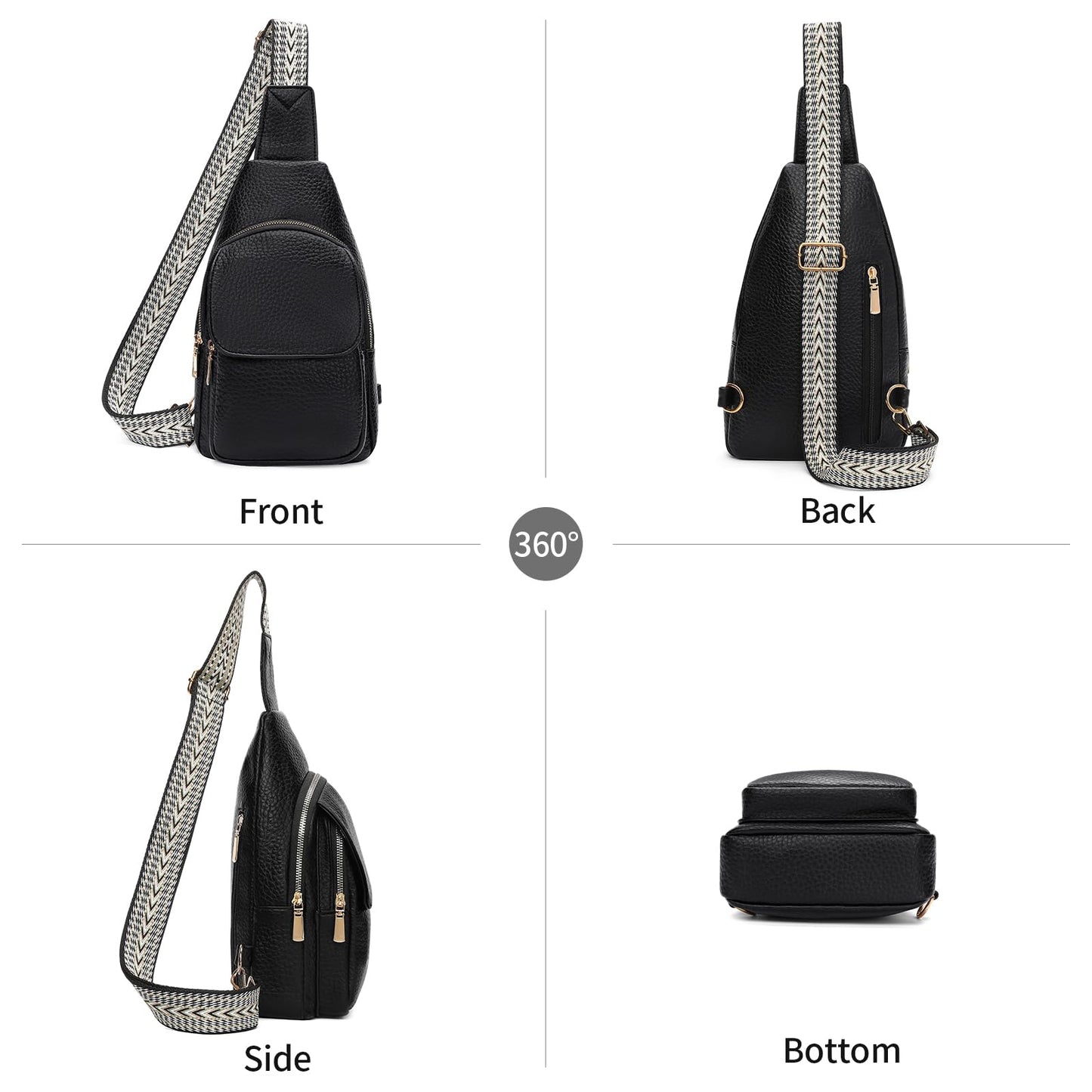 SENDEFN Sling Bag Crossbody Bags for Women Cross Body Purse Leather Fanny Pack Chest Bag for Travel