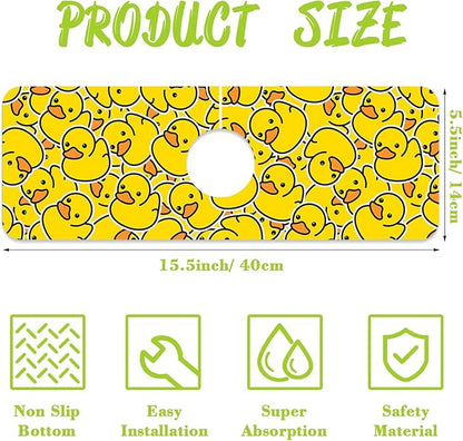 Sink Splash Guard Faucet Mat Rubber Ducky Absorbent Fast Drying Mat Sink