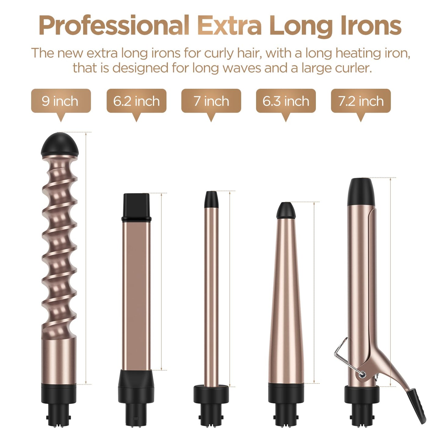Infrared 8 in 1 Curling Iron Set with 8 Ceramic Barrels Interchangeable, Hair Curler Wand for Long Hair, Professional Curling Wand Set with LED Temperature Control, Glove and 2 Hair Clips