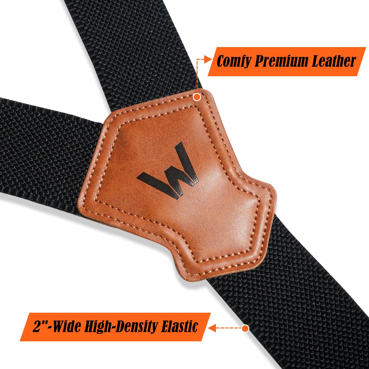WELKINLAND Y-Back Elastic Suspenders, Heavy-Duty Mens Suspenders For Jeans, 2"-Wide Work Suspender W/Rugged Hooks, Suspender For Men Heavy Duty Hooks Belt Loop