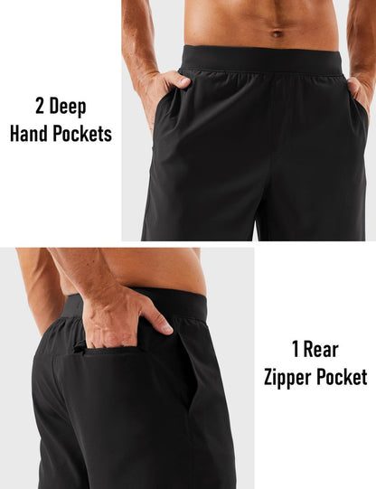 MAGCOMSEN Men's Running Athletic Shorts 8 Inch Inseam Quick Dry Lightweight Workout Gym Sports Hiking Shorts UPF 50+ Black 34