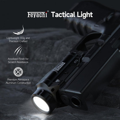 Feyachi Tactical Flashlight - 1500 Lumens Rail Mounted Flashlight, with 5 Interchangeable Picatinny Rail Adapters, Fits Multiple Models, IPX7 Water-Resistant Pistol Light
