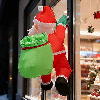 4FT Christmas Inflatable Santa Claus Outdoor Decorations Built-in Bright LEDs, Xmas Santa Carrying Present Sack, for Window Wall Roof Yard Garden Lawn Home Party