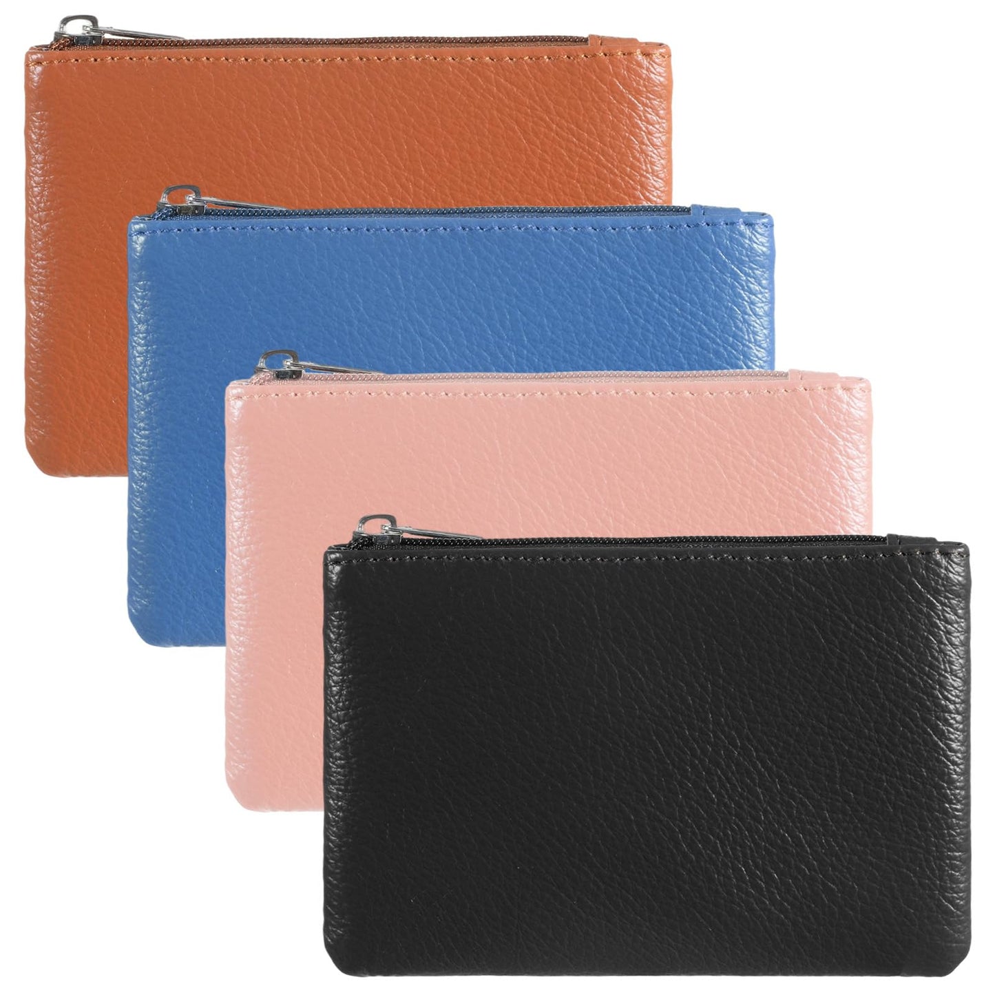 4 Pcs Small Coin Purse, Leather Change Purse with Zipper, Small Coin Purses Wallet Pouch Portable Coins Bag Change Purses for Men Women, Coins, Key