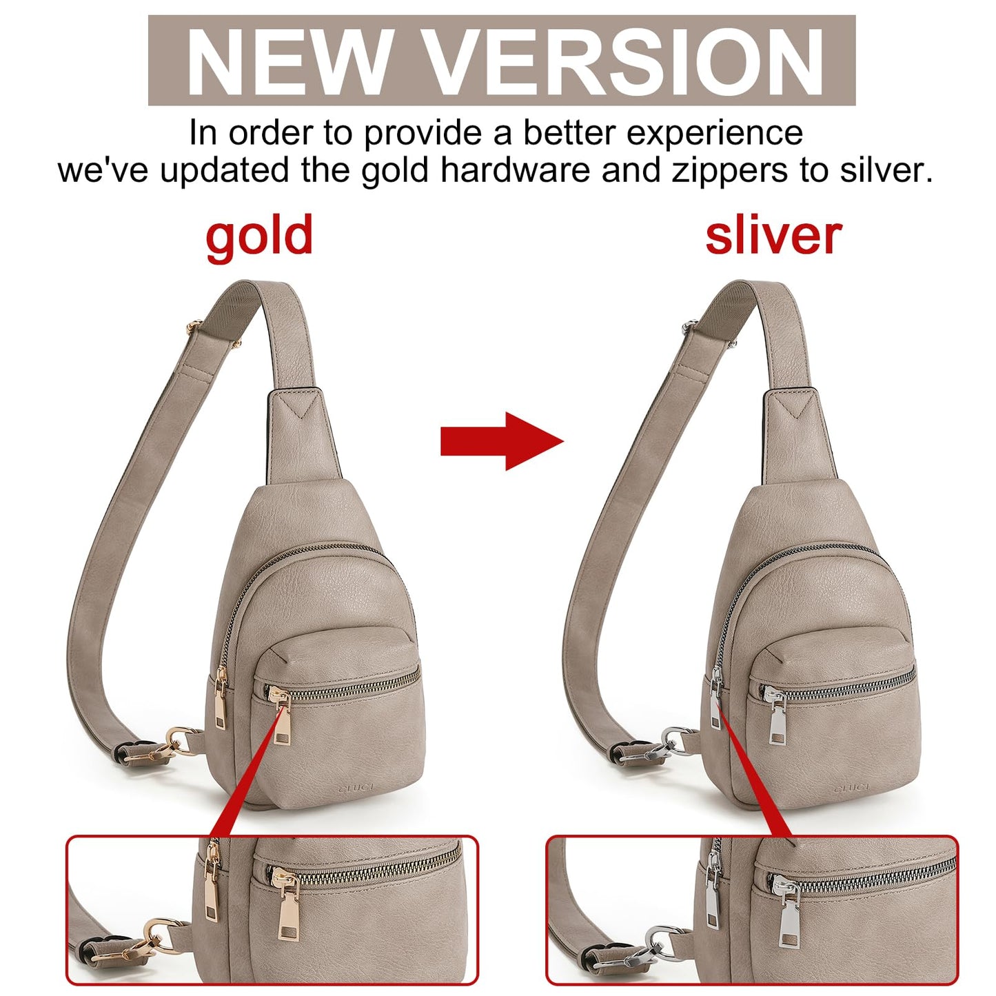 CLUCI Small Sling Bag for Women, Leather Crossbody Fanny Packs Trendy, Women's Chest Bag