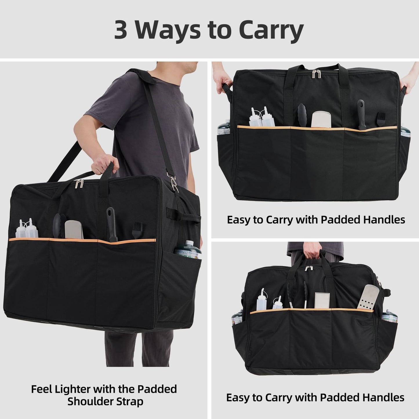 NOELIFE Carry Bag for Blackstone 22 inch Tabletop Griddle with Hood Lid, Reinforced Hardware & Rip-Proof Heavy Duty Fabric, Outdoor BBQ Grill Carrying Case, Black (Bag Only)
