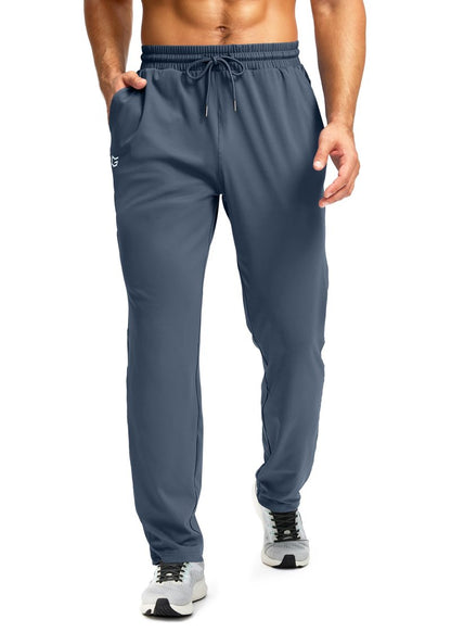 G Gradual Men's Sweatpants with Zipper Pocket Workout Athletic Track Pants Stretch Tapered Joggers for Gym Running Jogging(Dusty Blue,L)