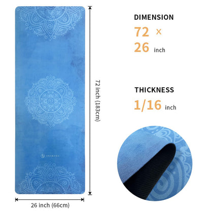 Travel Yoga Mat, Non Slip Exercise Suede Mat with Carry Bag, All-Purpose Fitness Mat with High Density Anti-Tear Surface for Women, Ideal for Pilates Workout (72'' x 24'' x 1.5mm Thick)