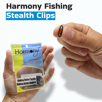 Harmony Fishing Stealth Clips (25 Pack) [Black Stainless] (15mm (40# Test))