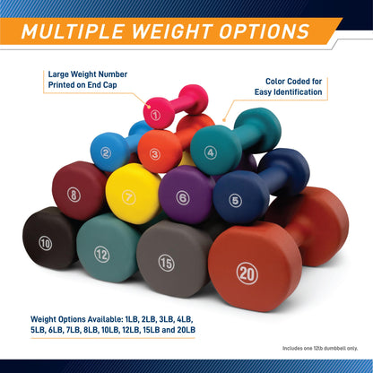 Marcy Neoprene Dumbbell, Single Piece, 1-lb, Fuchsia