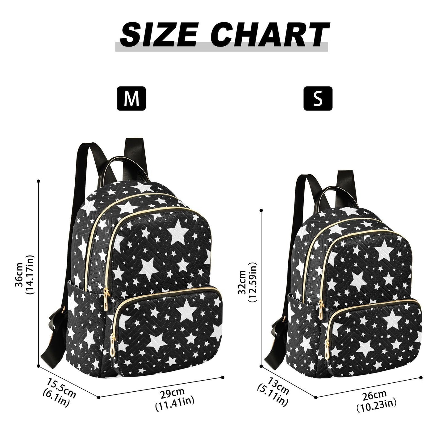 Sletend Mini Backpack Star Black White Fashion Backpack Purse for Women,Handbag Shoulder Bag Casual Daypack, Ladies Gift for College Work (S)