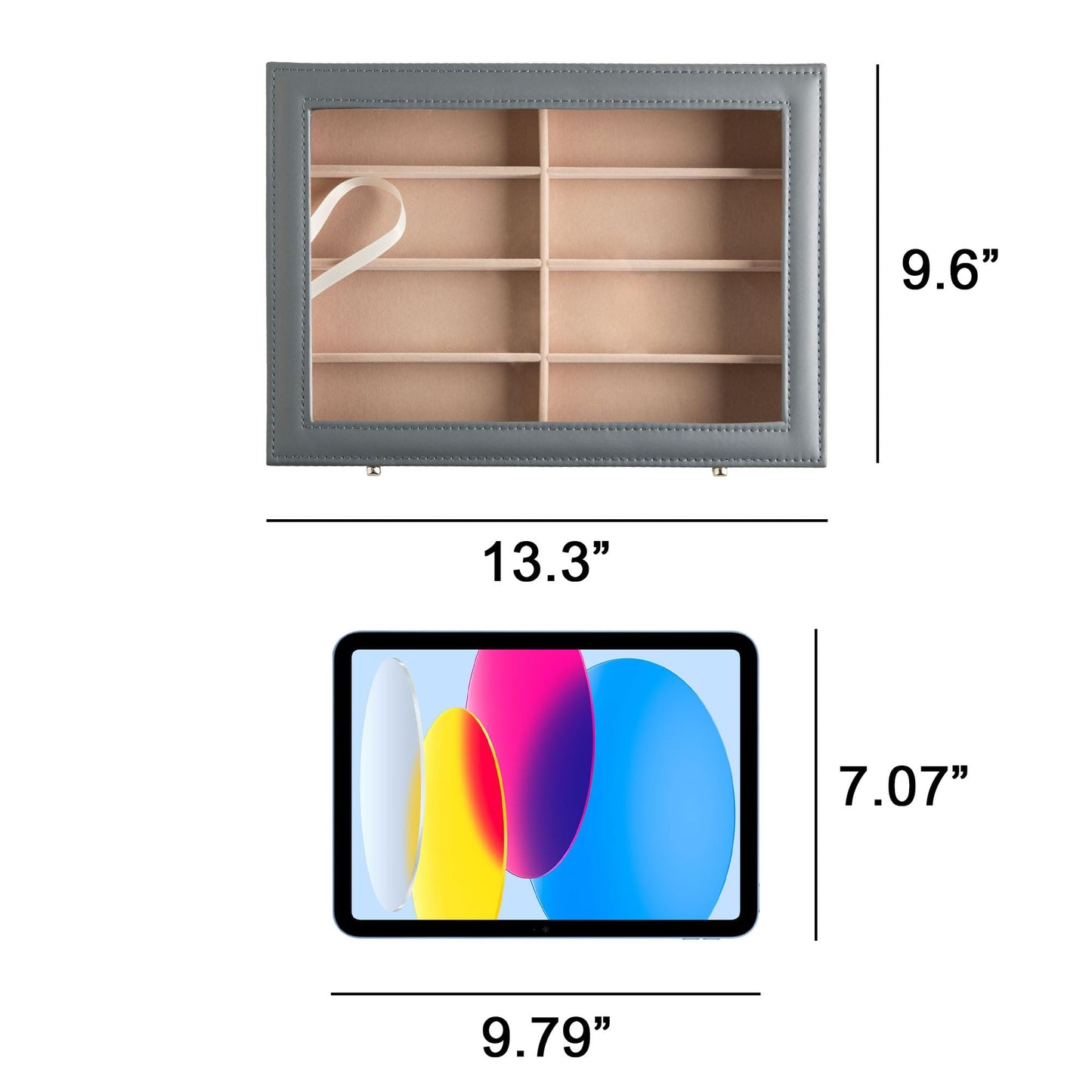 Frebeauty Sunglass Organizer,PU Leather Glasses Organizer,8-Slot Sunglasses Tray with Clear Lid,Men's/Women's Sunglasses Box,Sunglass Case,13.3x9.65x2.48 Inches,Eyeglass/Eyewear Display Tray(Grey)