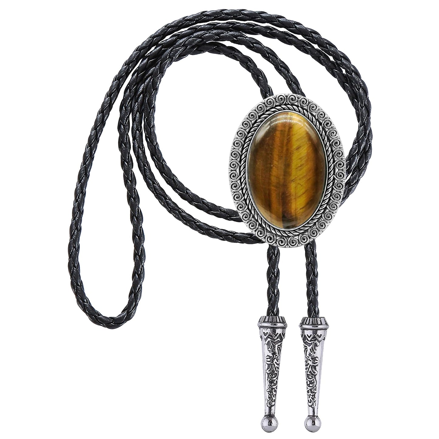 Jeilwiy Bolo Tie Real Stone Tigers Eye Bolo Tie Bolero Ties Men Cowboy Neck Tie Bolo Necklace Cowboy Necktie Mens Bolo Ties Western