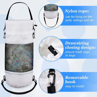 2 Packs Portable Boat Accessories Mesh Trash Bags Trash Can Garbage Container for Boat Kayak Camper Fishing Cabin Storage Men Women Adults(Black, White)