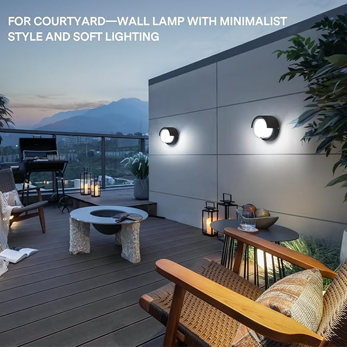 Patio Wall Light 4 Pack 12W Outside Wall sconces 6500K Cold Lights Outdoor Wall Light Modern Wall Porch Light Outdoor Light Fixture