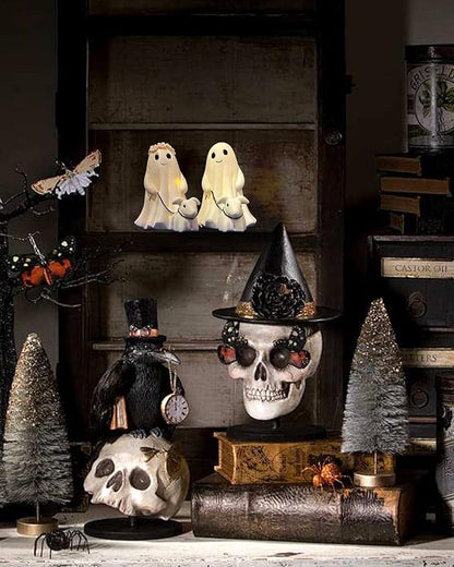 Display Statue Nightlight Ghost Walking Dog, Warm Lighted Indoor Figurine Lamps, Halloween Decors Spooky Dog Light, Cute Decorations for Party, Home, Bedroom, Shelf, Table Centerpiece (Girl)