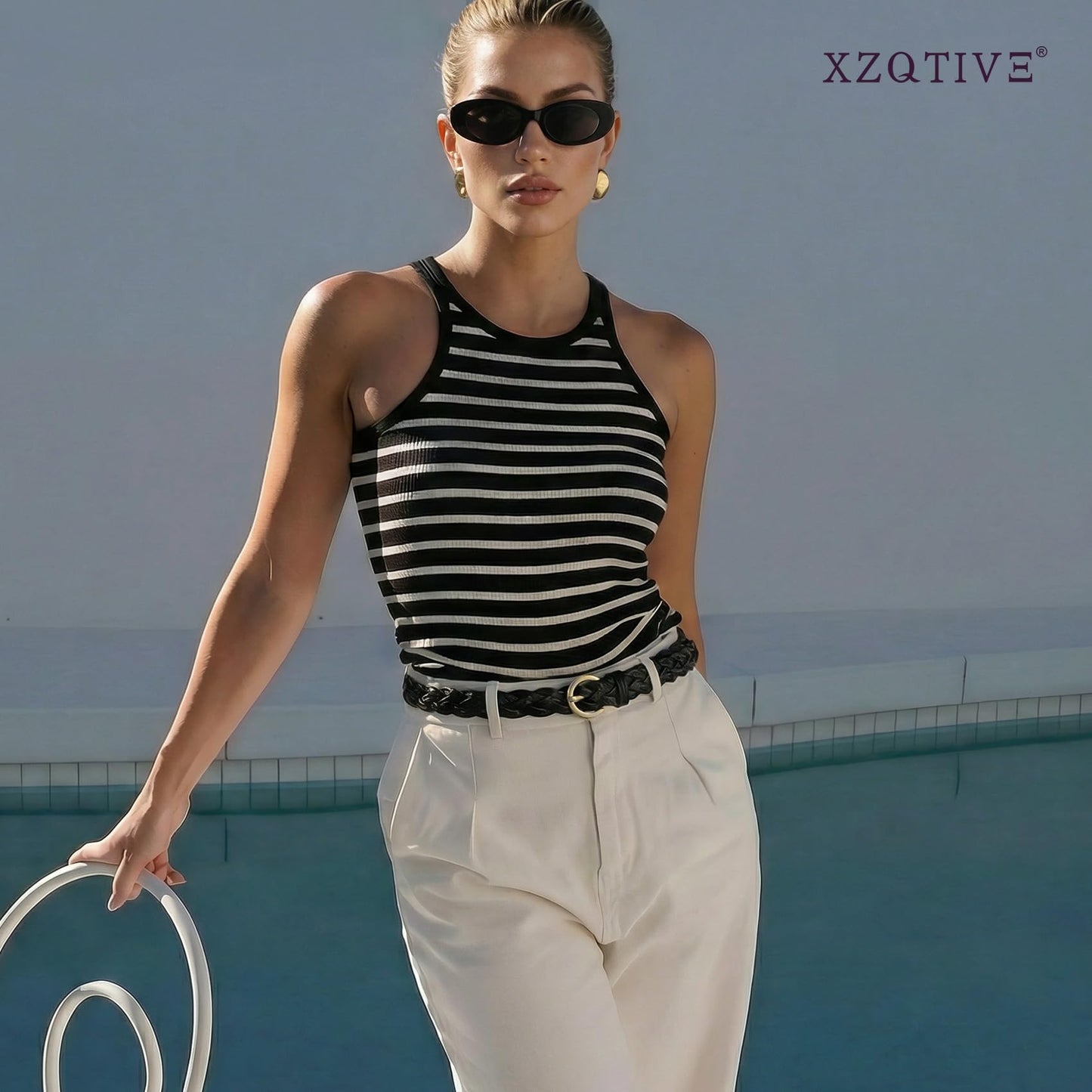 XZQTIVE 2 Pack Women's Braided Leather Belts Casual 0.9" Skinny Woven Belt for Jean Pant