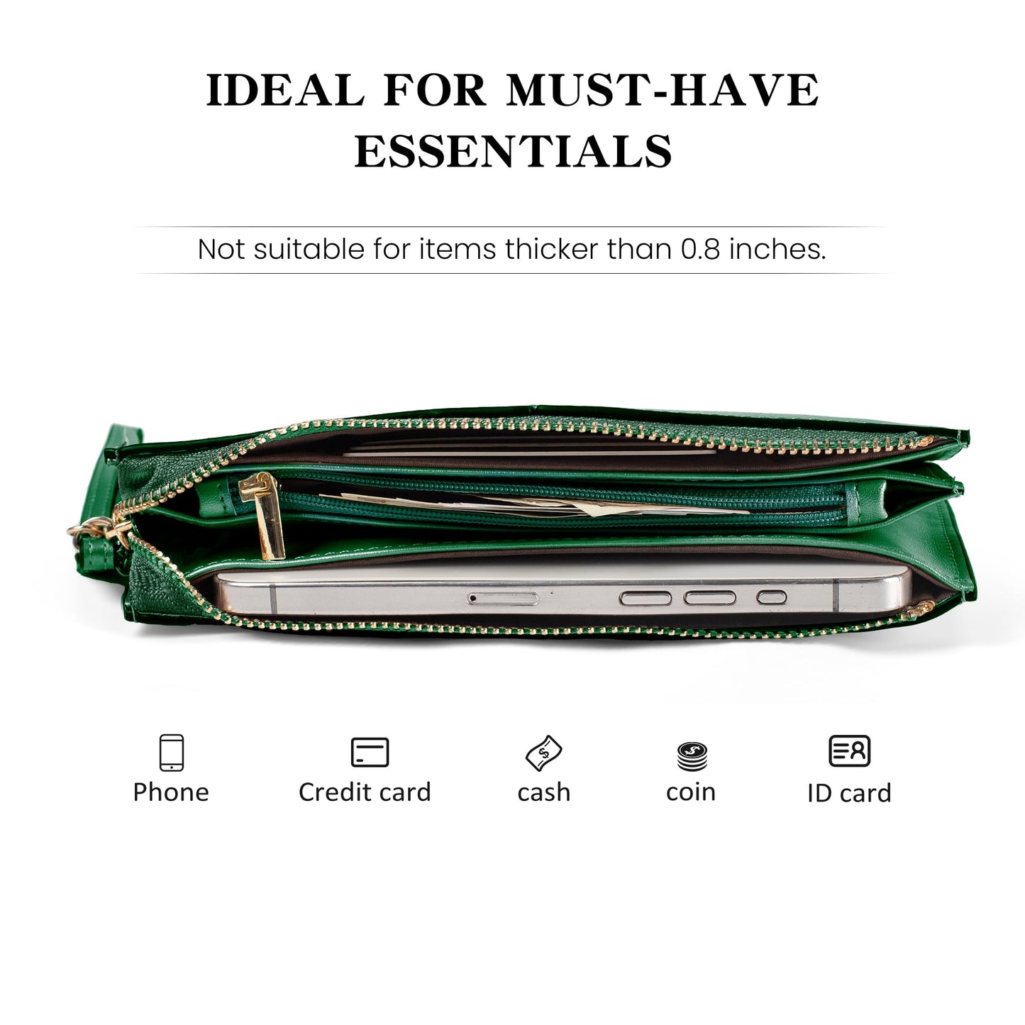 befen Genuine Leather Wristlet Clutch for Women Ultra-Slim Ladies Credit Card Holder Wallet Purses with RFID Protection (Kelly Green)