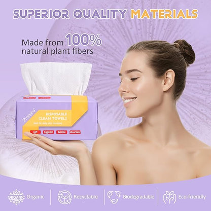 300 Count Disposable Face Towels Ultra Soft Hand Washcloth Lint-Free Dry Wipes