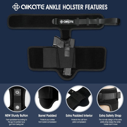 Ankle Gun Holsters with Magazine Pocket for Glock 19 23 26 27 30 36 42 43, S&W M&P Shield 9, Bodyguard 380, Ruger LCP 380, LC9, Sig Sauer P365 P320 P938