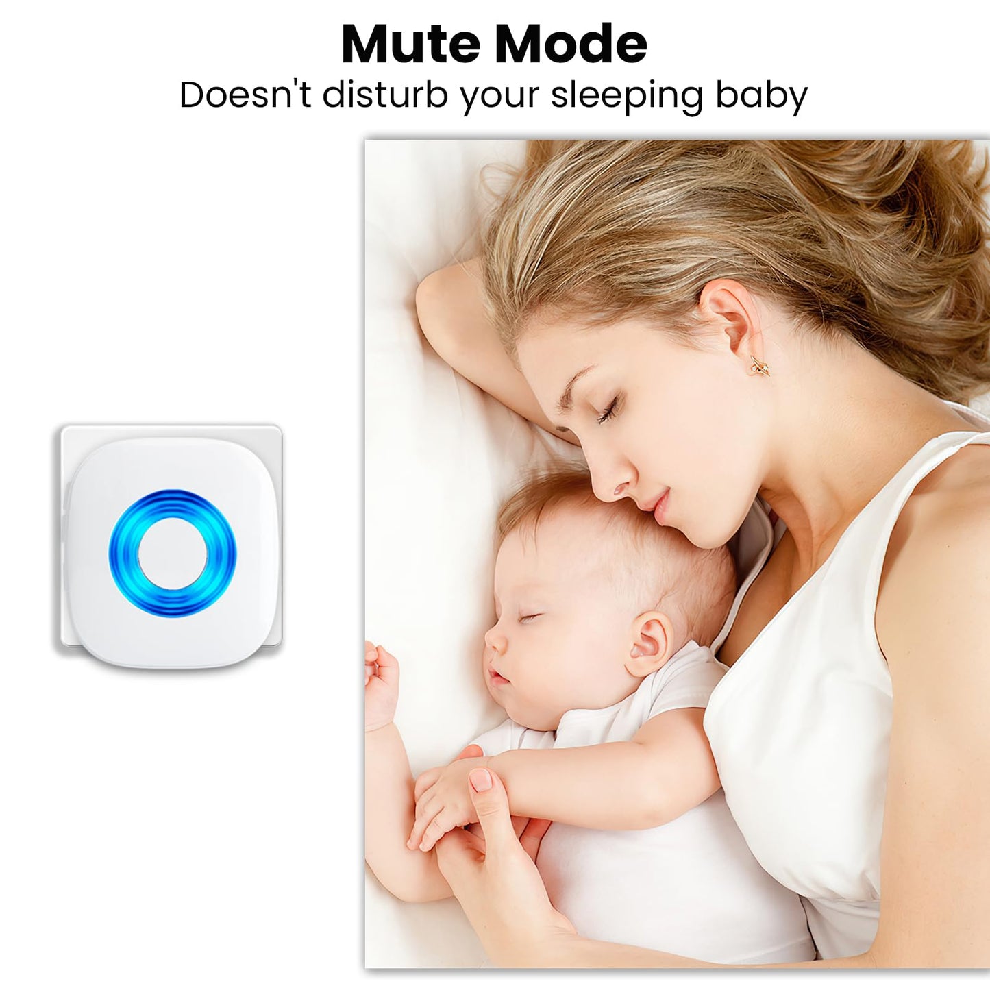 Wireless Doorbell, PHYSEN Waterproof Door bell Chime Kit Operating at 1300-ft Range 58 Adjustable Melodies 5 Volume Levels & LED Flash, Doorbell Alarm for Home/Classroom, 2 Push Buttons+4 Receivers