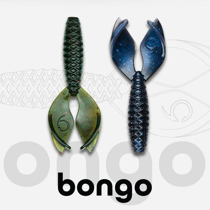 Bass Fishing Creature Bait – 6th Sense Bongo 3.7 – Jig Trailer Claws, 3D Scales, 6 Pack (Green Pumpkin Juice)