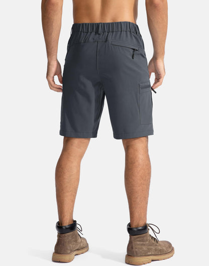 Pudolla Men's Hiking Cargo Shorts 9" Lightweight Outdoor Work Shorts for Men Travel Golf Camping Casual with 5 Zipper Pockets(Deep Grey Small)