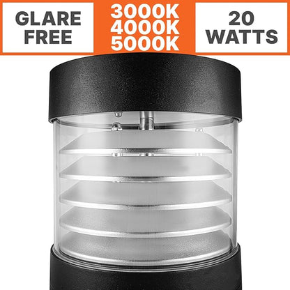 LightingLabs Led Bollard Landscape Lighting 20 Watts 39 Inch 3CCT 3000/4000/5000K 120-277V Outdoor Pathway Light Wired Ideal for Garden, Commercial and Driveway Rated IP65 ETL Listed