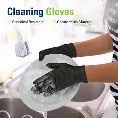 SWIFTLITE Nitrile Gloves, Disposable Black Gloves, Food Safe Rubber Gloves, Latex-Free, Powder-Free for Cooking, Cleaning, Food Prep (Small, 300 Counts)